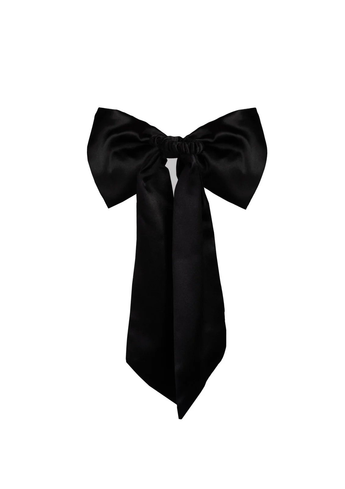 Silk Hair Bow Scrunchie (Black) - Image 3